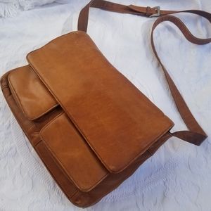 Vintage Cowhide Leather Tote Messenger Bag